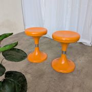Set of 2 Orange Vintage Mushroom Stool “Jurček” by Meblo, 1960s – Space Age