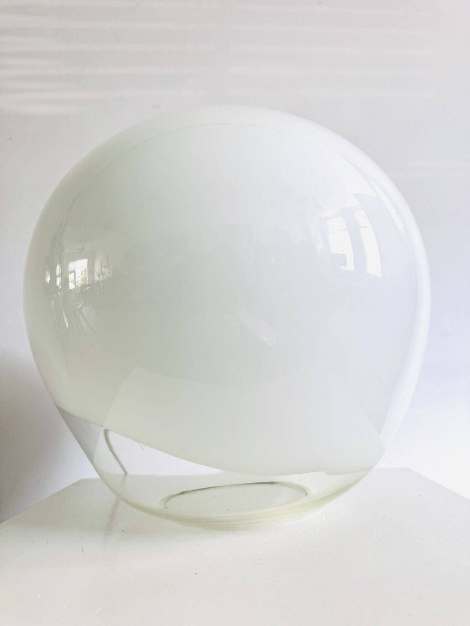 Large 'Nessa' Murano Glass Sphere Lamp In Opal White By Gino Vistosi For Vistosi, Italy 1970S