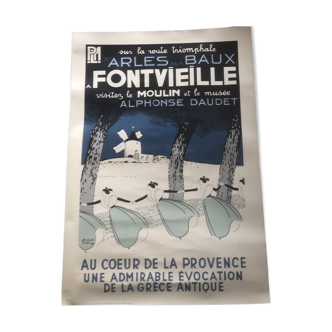 Former poster PLM Léo Lelée Fontvieille Arles Baux de Provence Alphonse Daudet 93x63 cm advertising