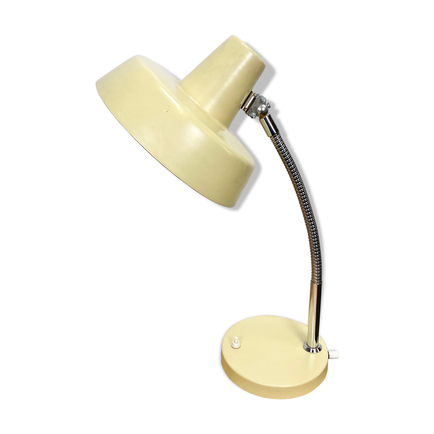 Beige gooseneck table lamp, 1960s