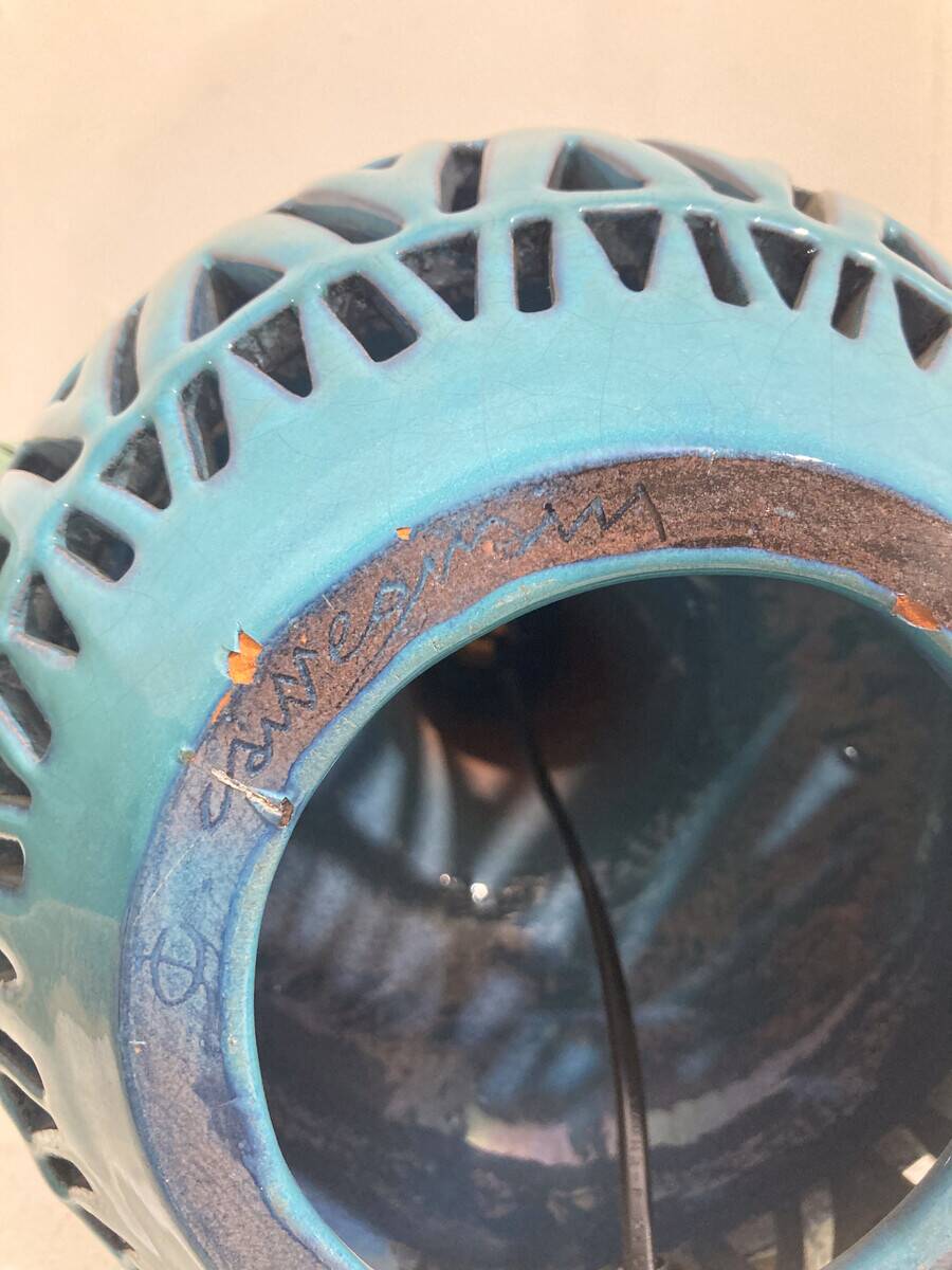 Mid-Century Blue Ceramic Table Lamp