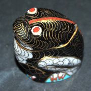 Boite statuette de grenouille en laiton émaux cloisonnée Porte-bonheur