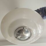 40s/50s pendant light in frosted glass and chrome