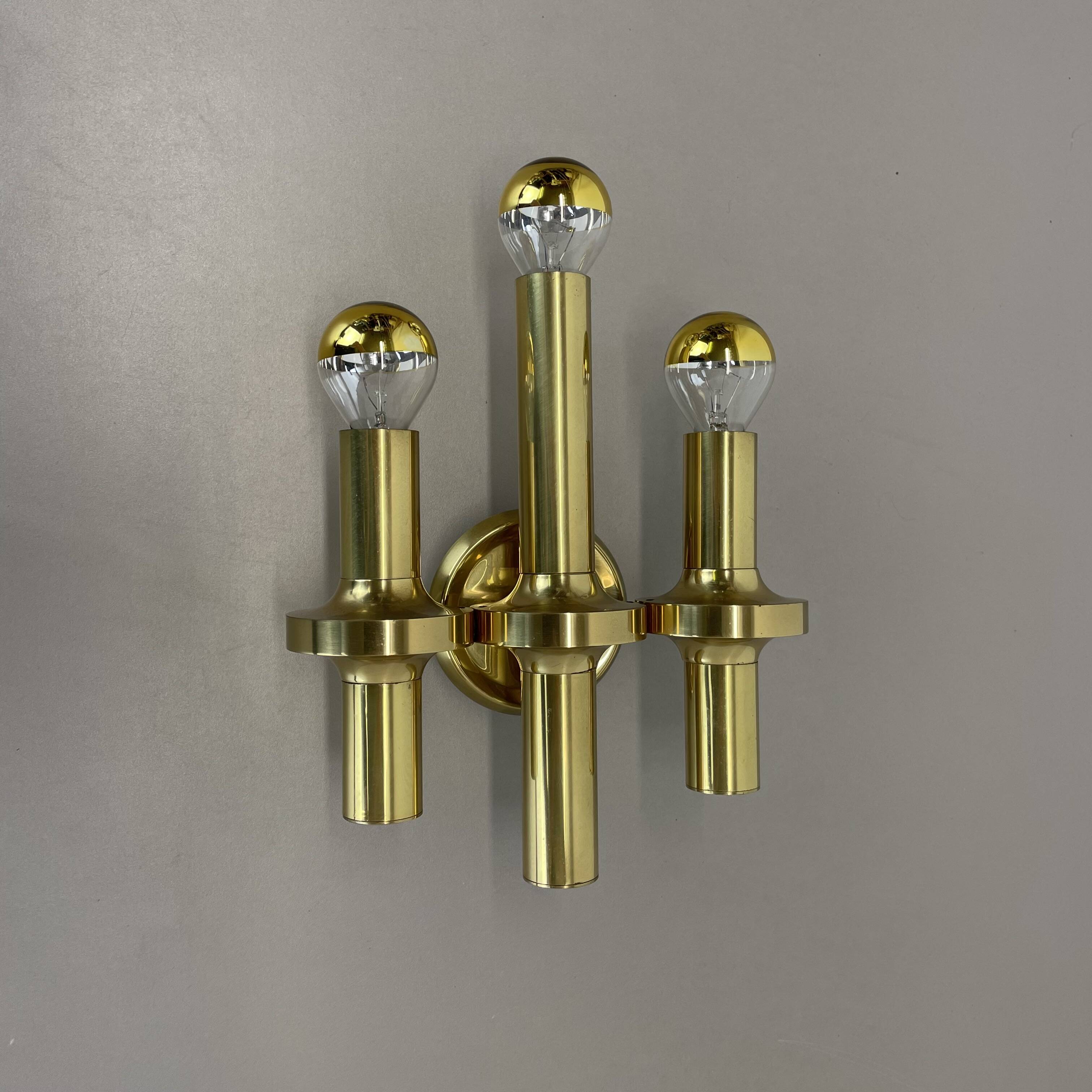 rare Brass tube "TORCH" Wall Light sconce by GAETANO SCIOLARI, Italy 1970s