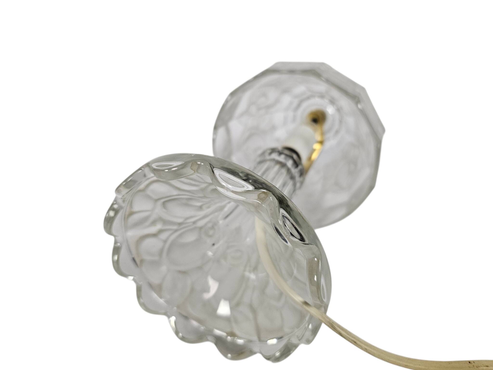 Lampe de table,  cristal - verre taillé - motif floral - années 90