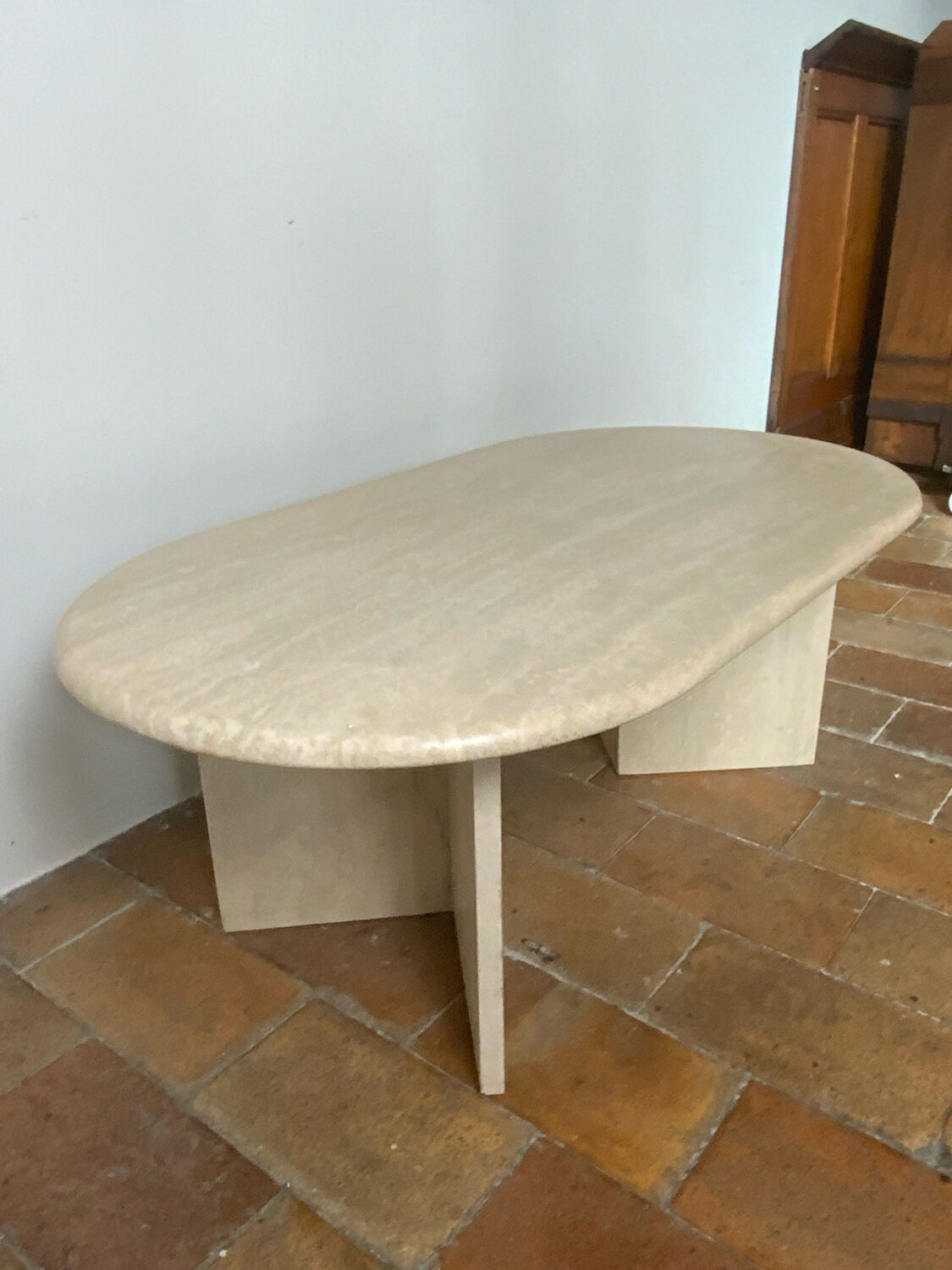 Travertine coffee table