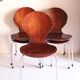 5 chaises style fourmi en contreplaqué moulé et métal chromé, esprit s