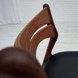 1960s, set of 4 reupholstered Danish dining chairs, design by Erik Buck.