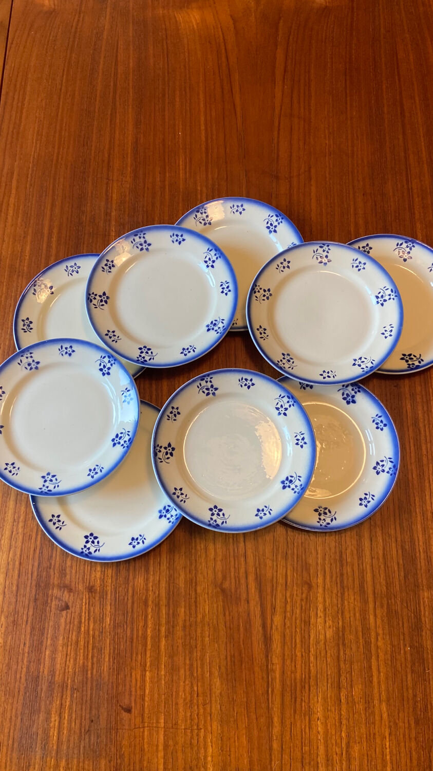 Lot of 9 dessert/starter plates Badonviller model Denise blue 1900-1905