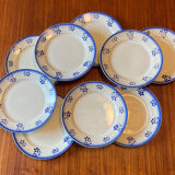 Lot of 9 dessert/starter plates Badonviller model Denise blue 1900-1905