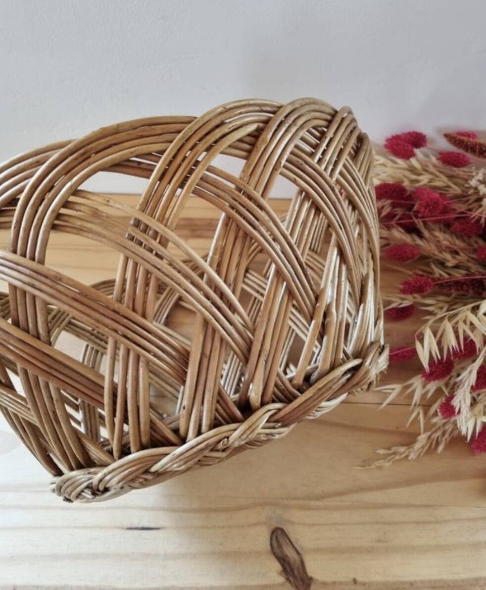 Oval woven rattan basket