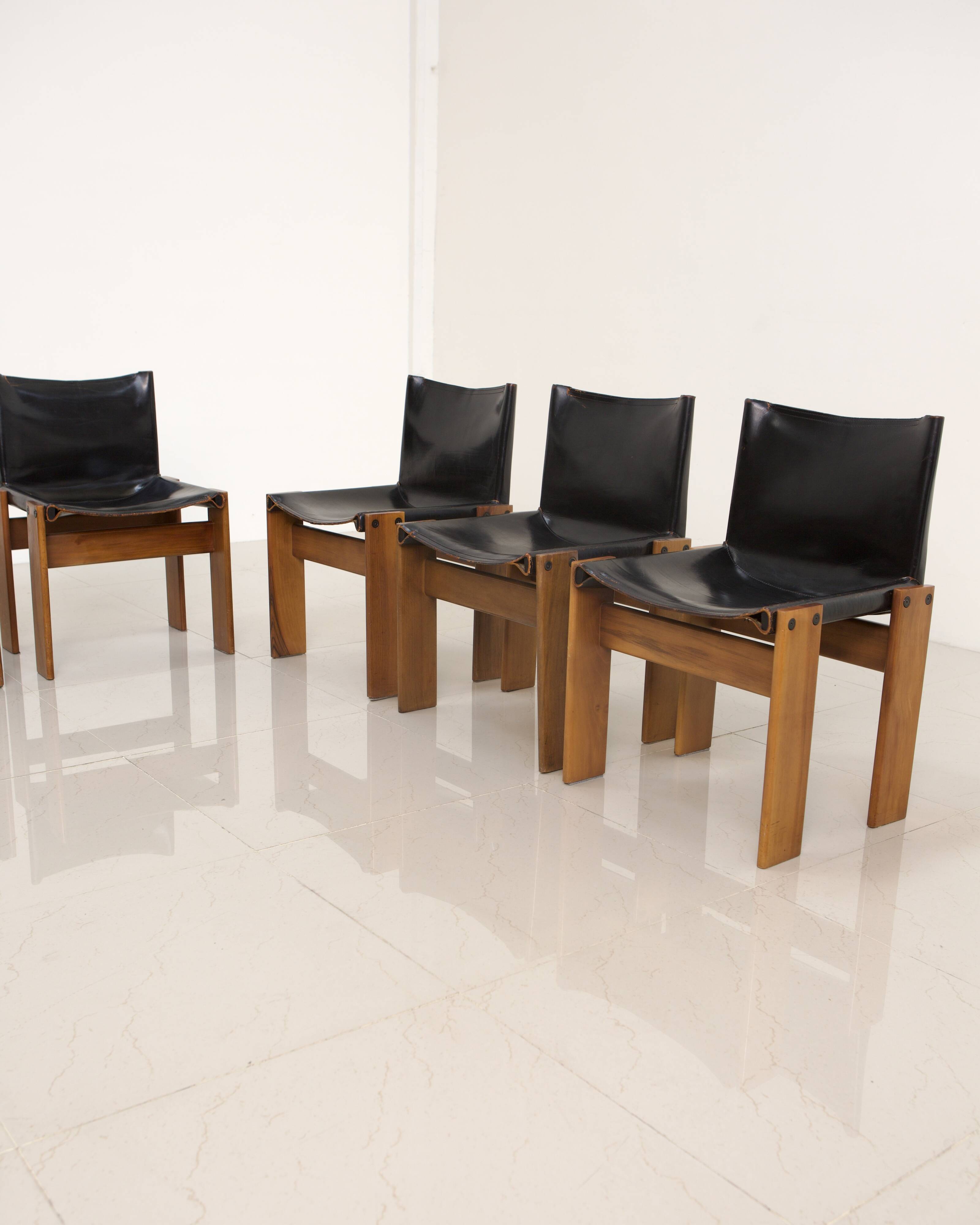 Set of 6 "Monk" Chairs by Afra & Tobia Scarpa for Molteni 70's