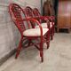 3 fauteuils chaises en rotin et osier assise en tissu vintage 1970 1980