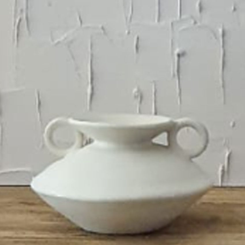 Vase forme organique en tadelakt blanc