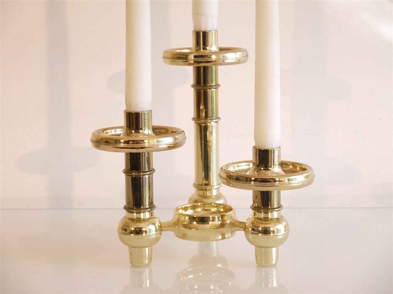 Vintage candle holder with 3 brass lights, Germany 1970