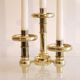Vintage candle holder with 3 brass lights, Germany 1970