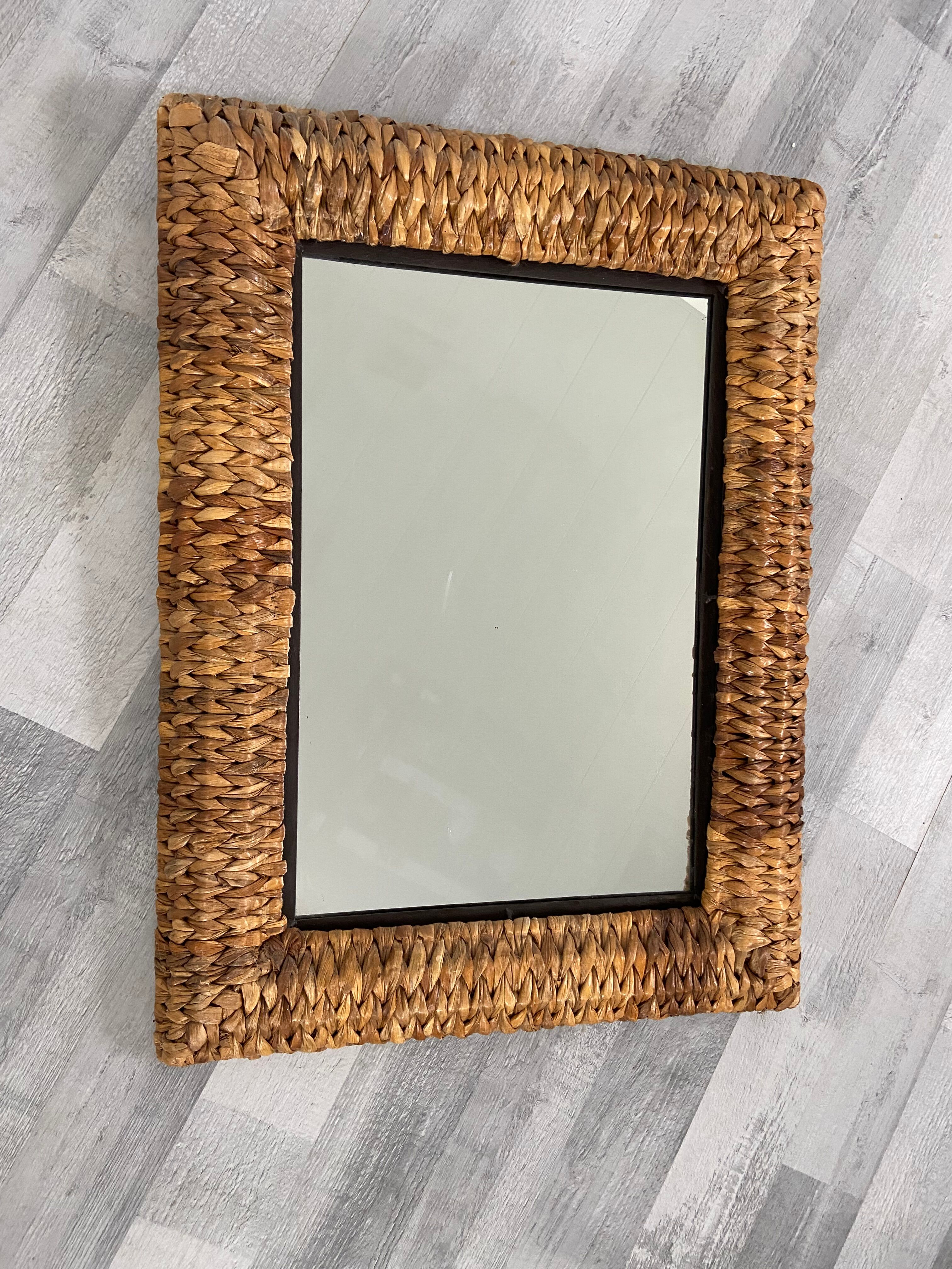 Antique woven wicker mirror 53x71cm