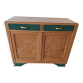 Buffet in elm burl, restyled in green and wood