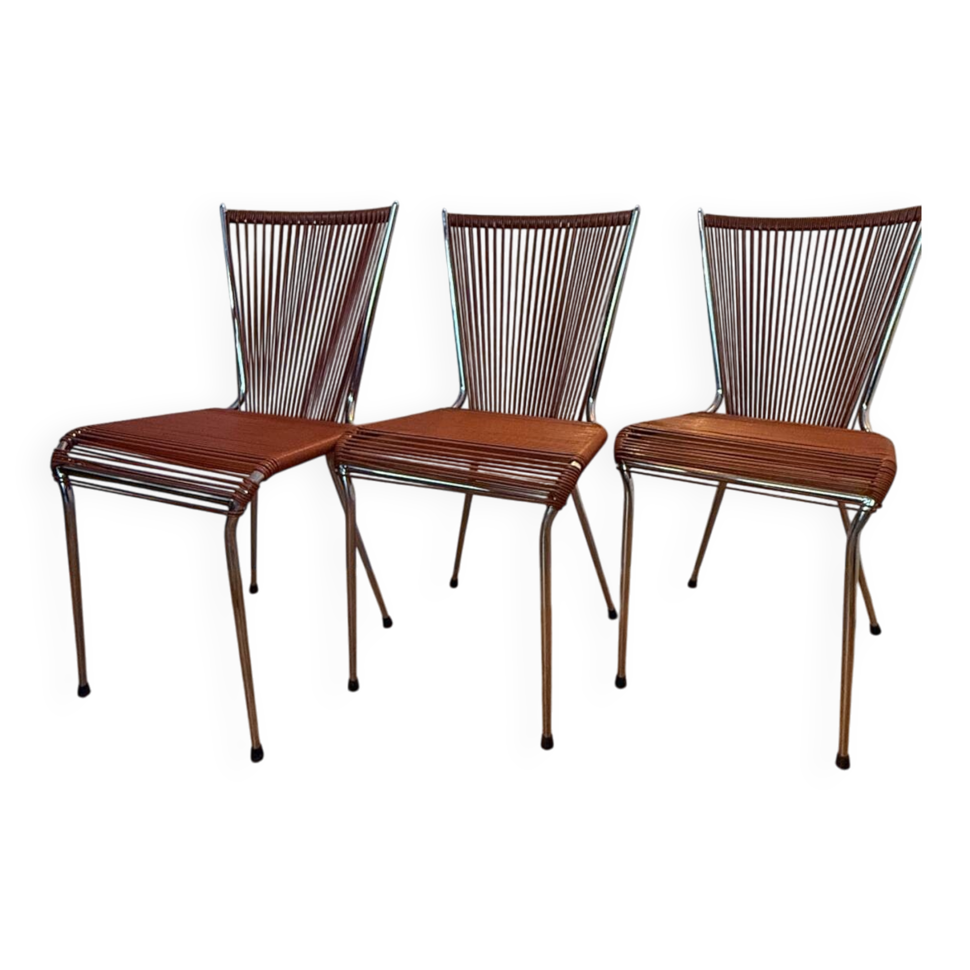 Three 1960s Scoubidou chairs