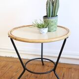 Adorable rattan coffee table and metal base, Scandinavian