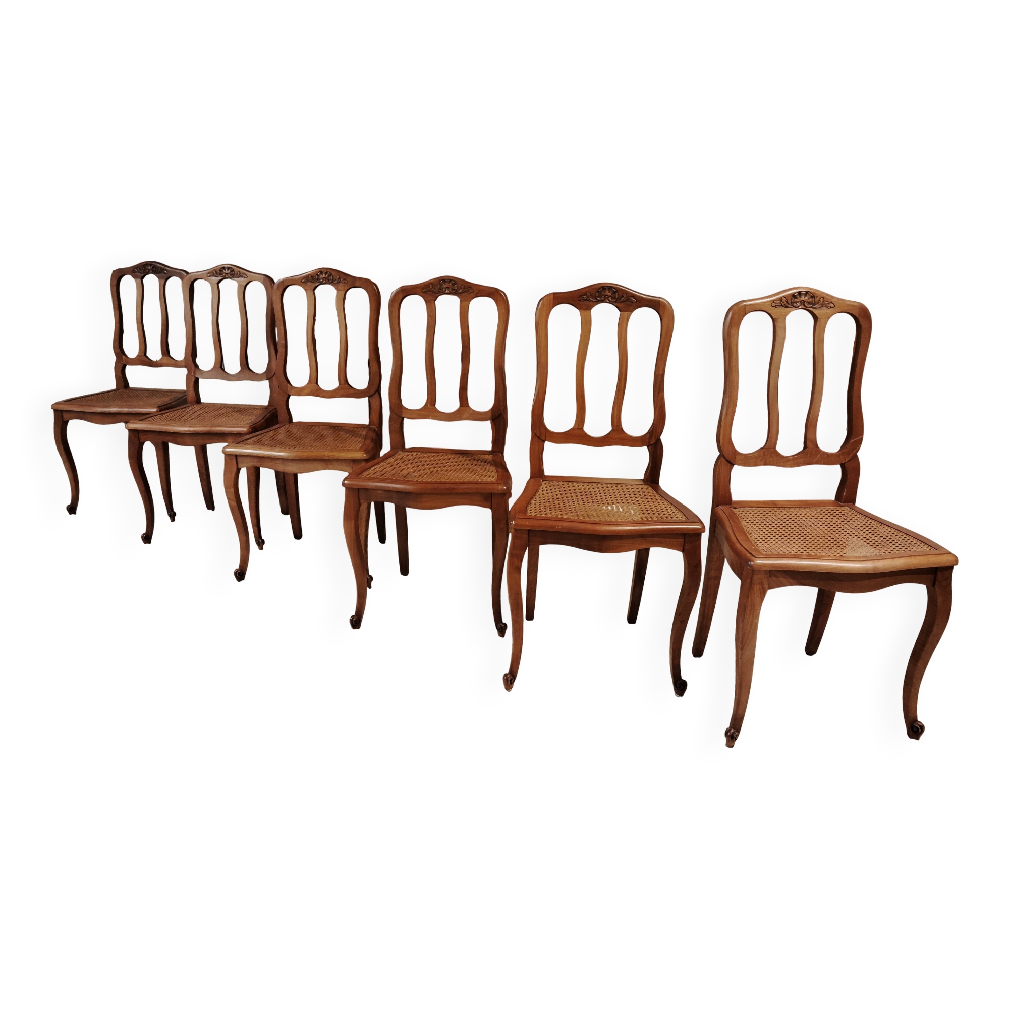 Set of 6 caned Regency/Louis XV chairs