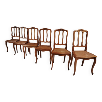 Set of 6 caned Regency/Louis XV chairs