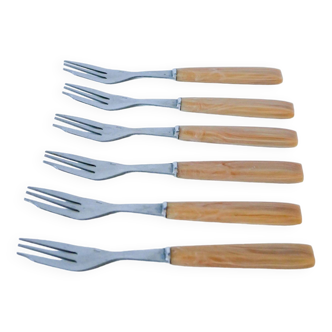 set of 5 small bakelite dessert forks 1960