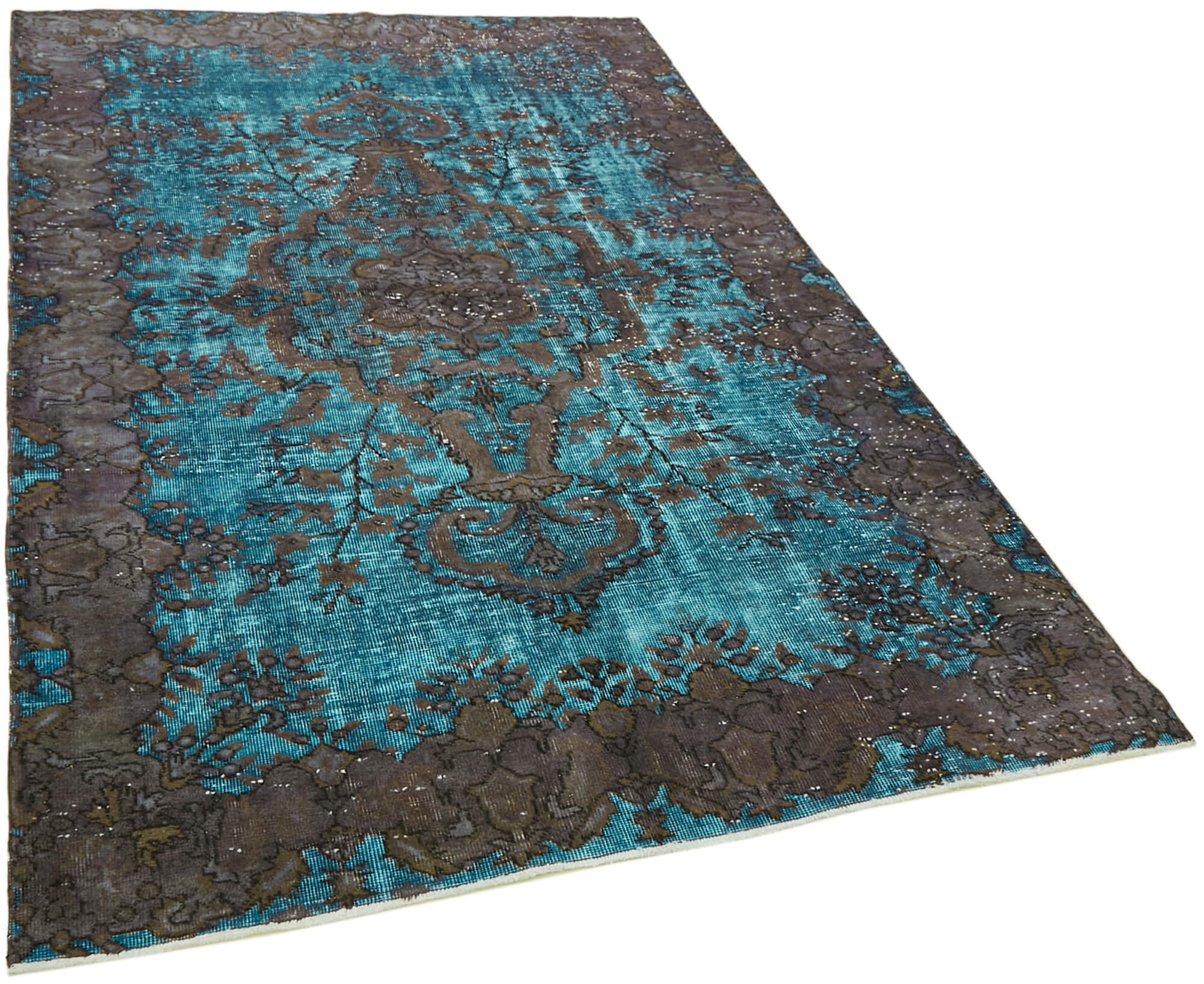 Handwoven Anatolian blue rug 1980s 160 cm x 240 cm