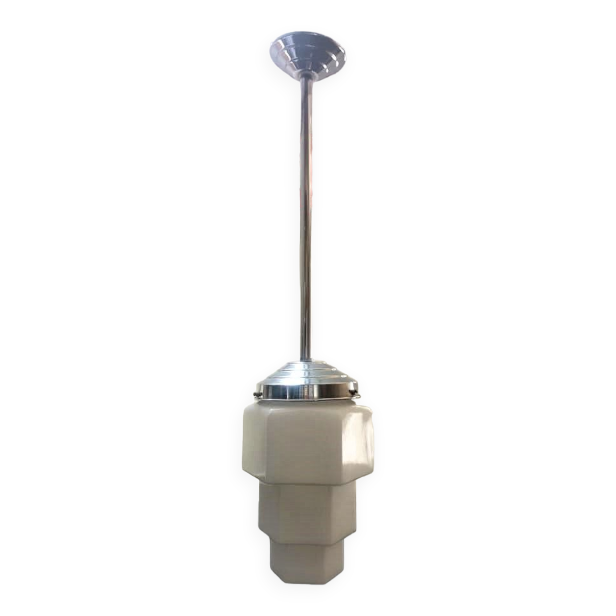 Old ceiling lamp/suspension skyscraper opaline art deco bahaus modernist 1930s tbe