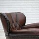 Fauteuil danois des années 1930, cuir marron, velours.