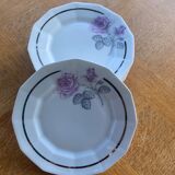 6 small plates in porcelain art deco octagonal shape pattern of roses.