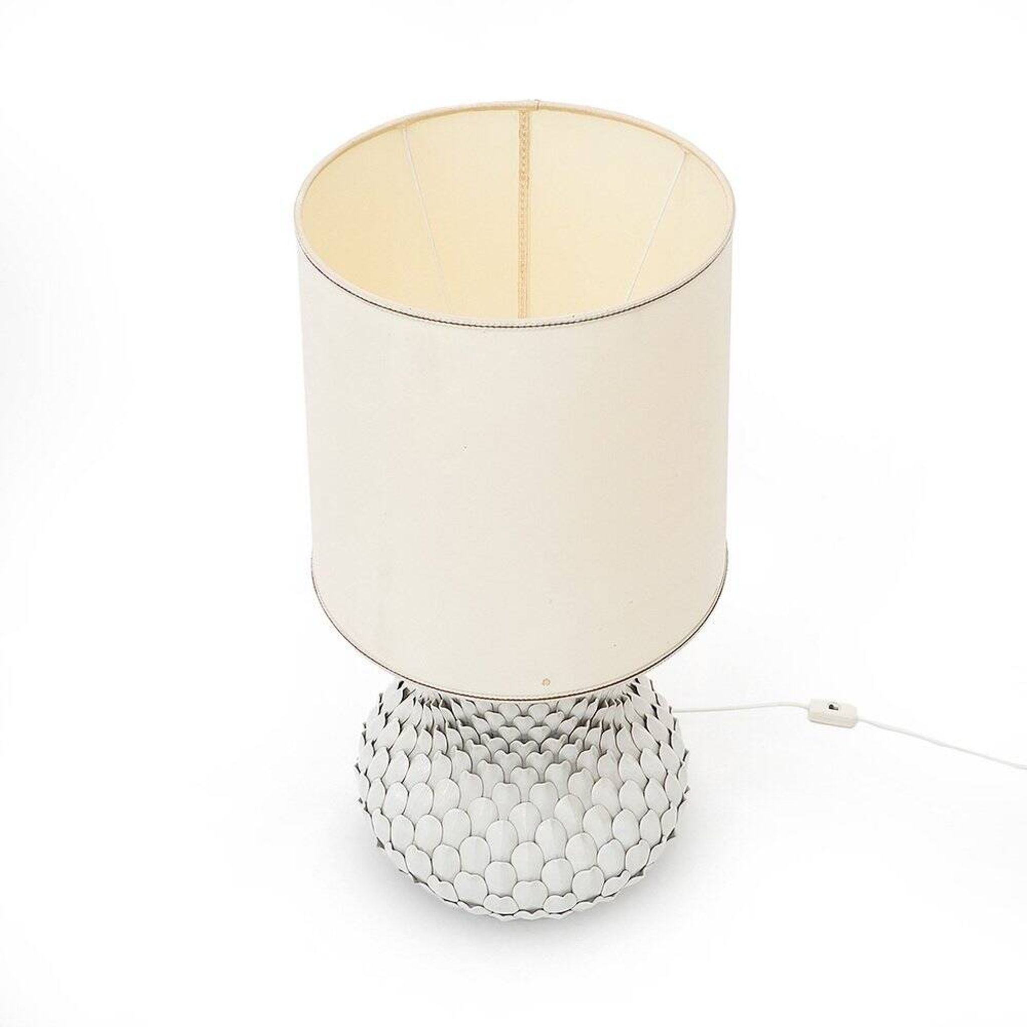 Artichoke table lamp in white ceramic, 1970s
