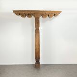 Ancient large carved cedar pillar column from Pakistan, India.