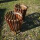 Pair wooden trash cans 70s