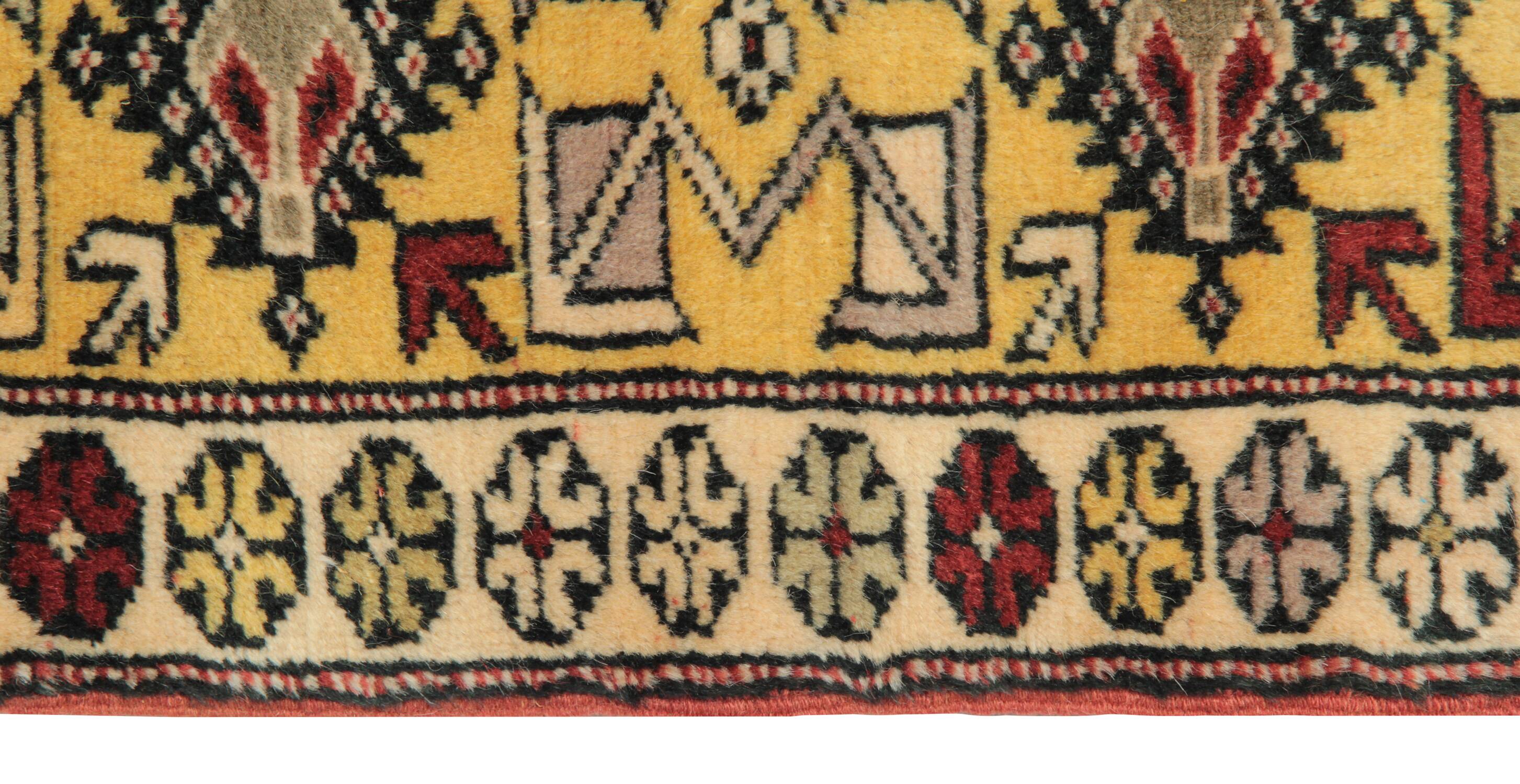 Rustic Mustard Burgundy Runner, Vintage Turkish Milas Wool Runner 81x286cm