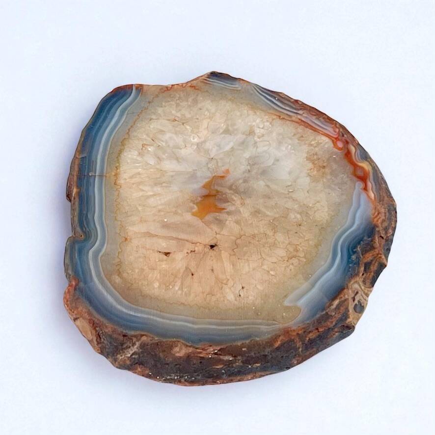 Vintage blue crystal agate slice ashtray 1960s