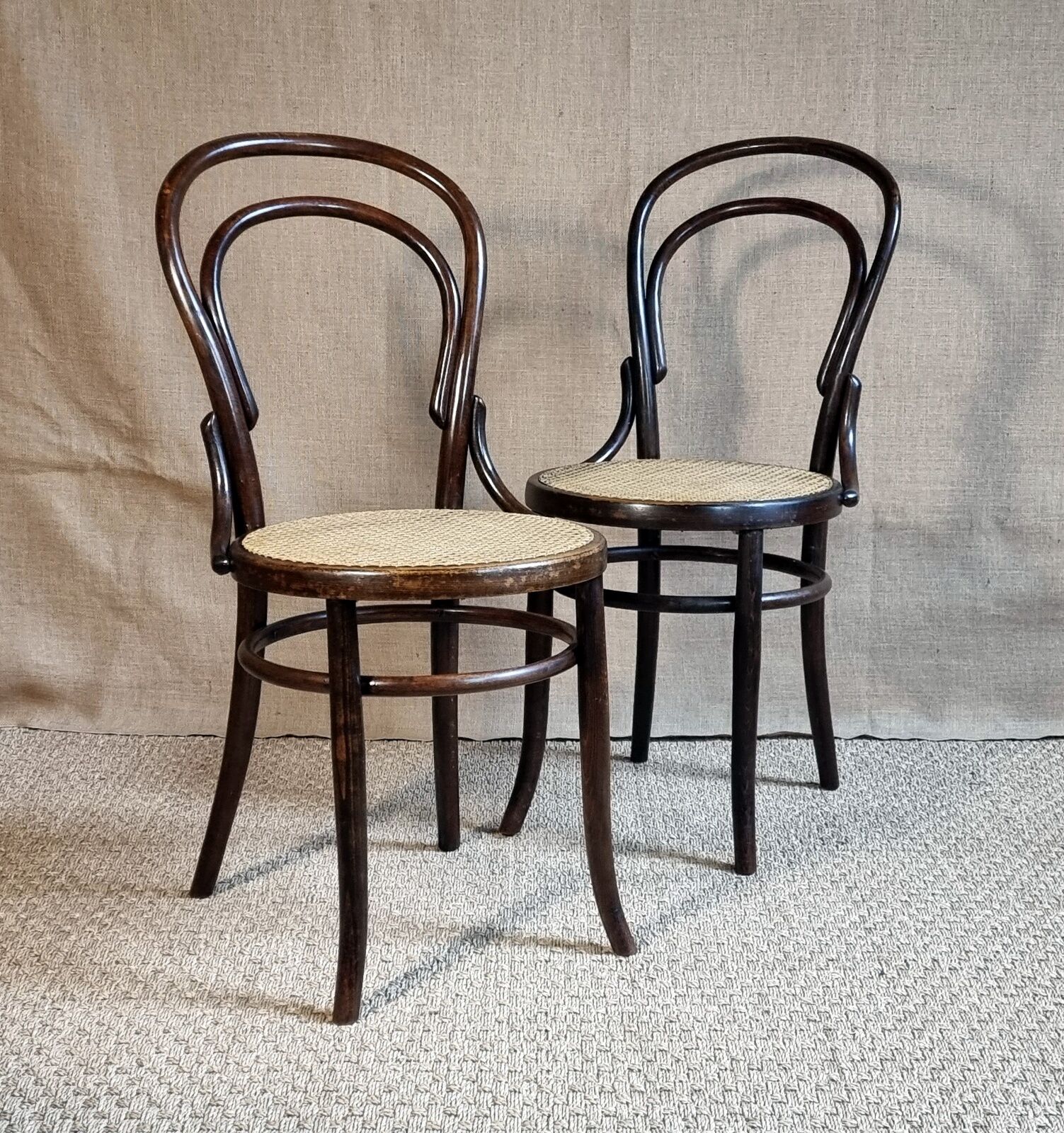 Pair chairs bistrot n°14 Fischel early twentieth