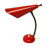 Lampe de table rouge italienne du milieu du siècle, années 1950
