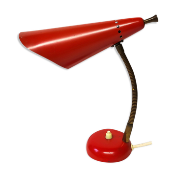 Lampe de table rouge italienne du milieu du siècle, années 1950