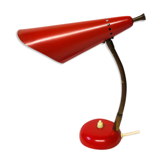 Lampe de table rouge italienne du milieu du siècle, années 1950