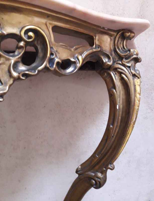 Gilded wooden console marble Louis XV style