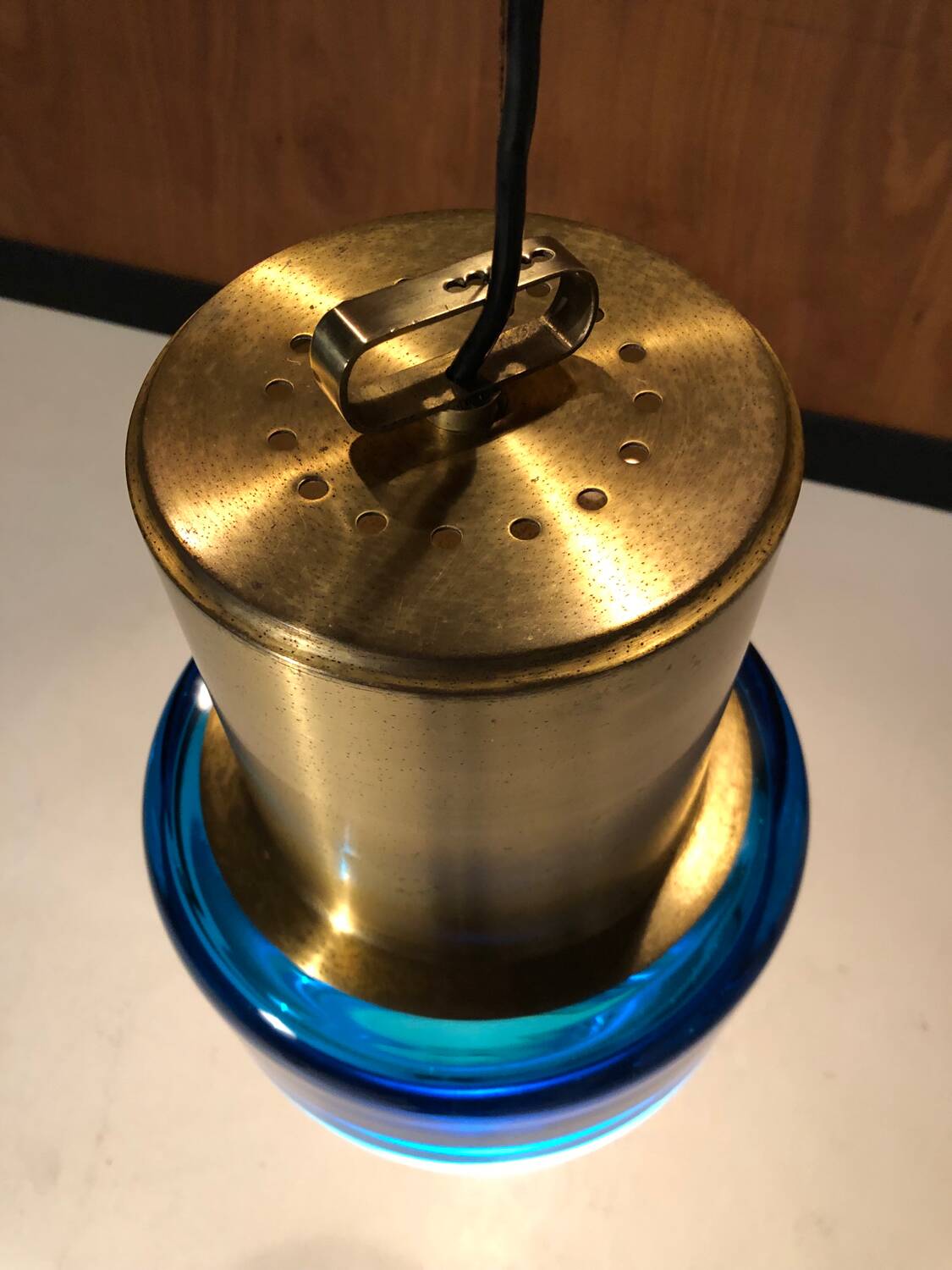 Brass and glass pendant light by Hans Agne Jakobsson 1970