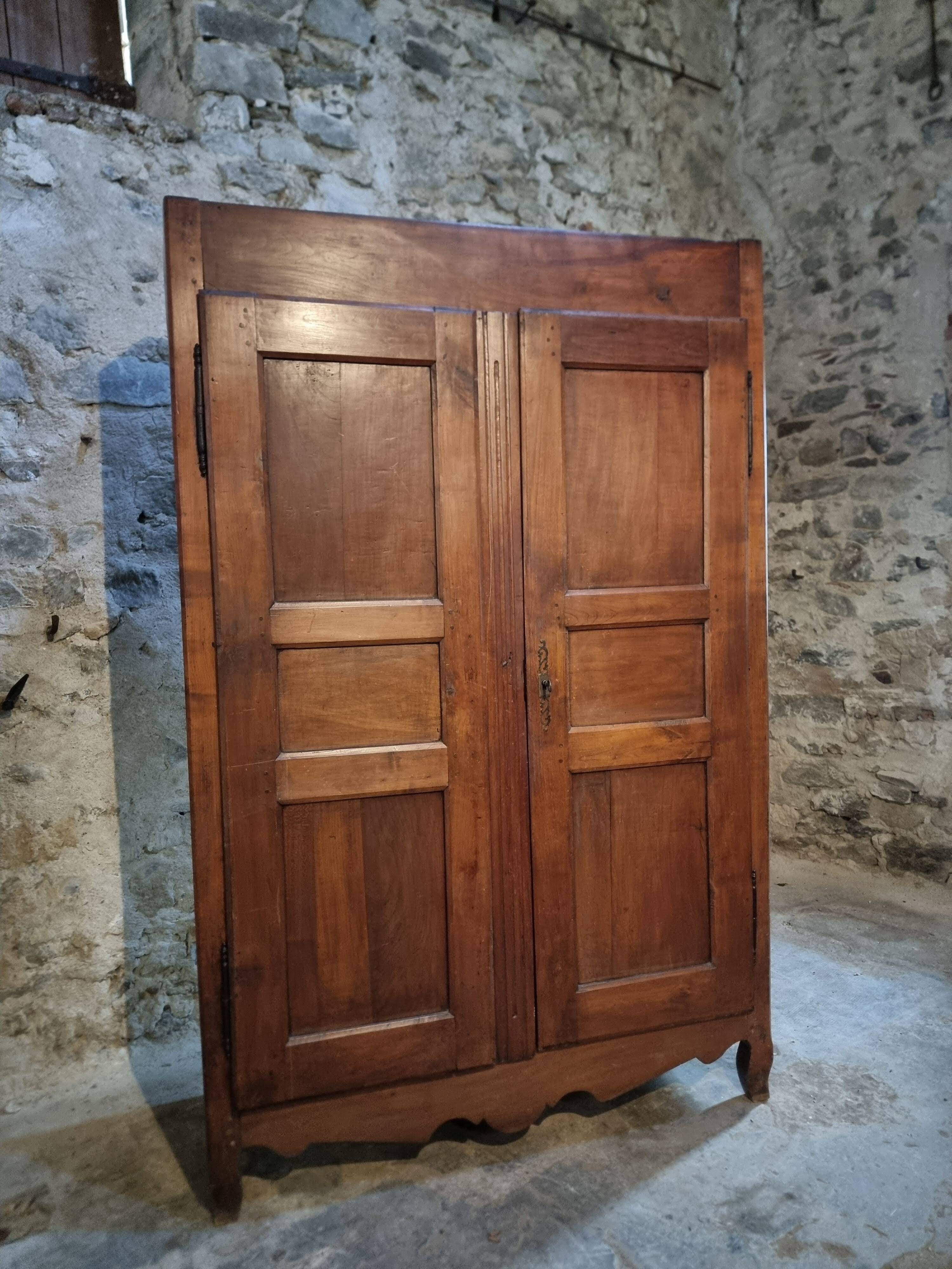 18th-century French antique cherry wood wardrobe – Rustic sideboard