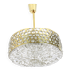 Large pendant light with aged brass glass by Rupert Nikoll, Austria, 1960s.