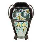 Ceramic vase with silver frame, vase signed by Argyl, Art Nouveau vase, art deco, collection