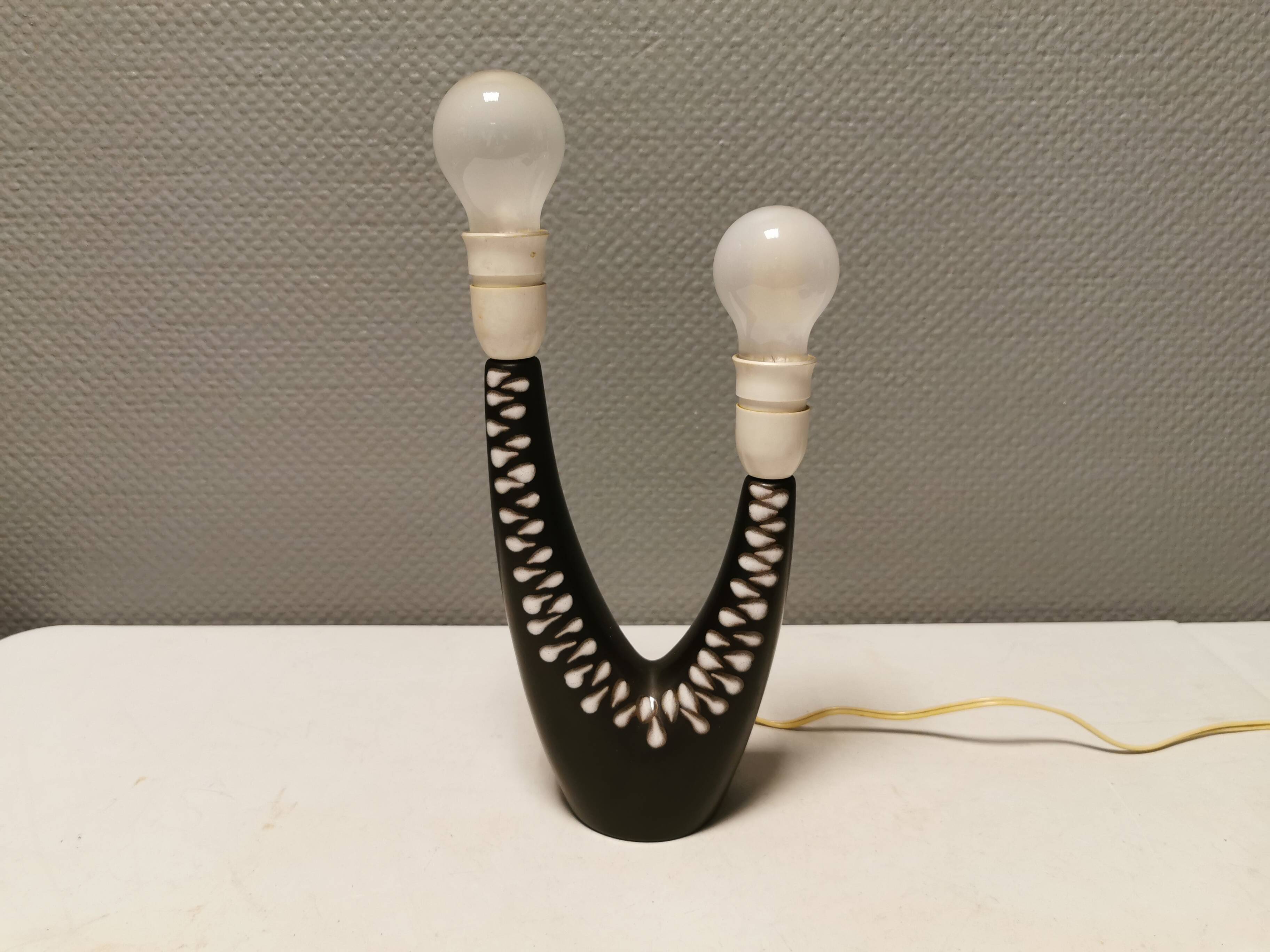 Table lamp with two light sources in the Burgundia series No. 977 for Søholm Ceramics Denmark