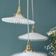 Vintage triple suspension lampshade in white opaline.