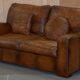 Hand-dyed leather vintage-style sofa