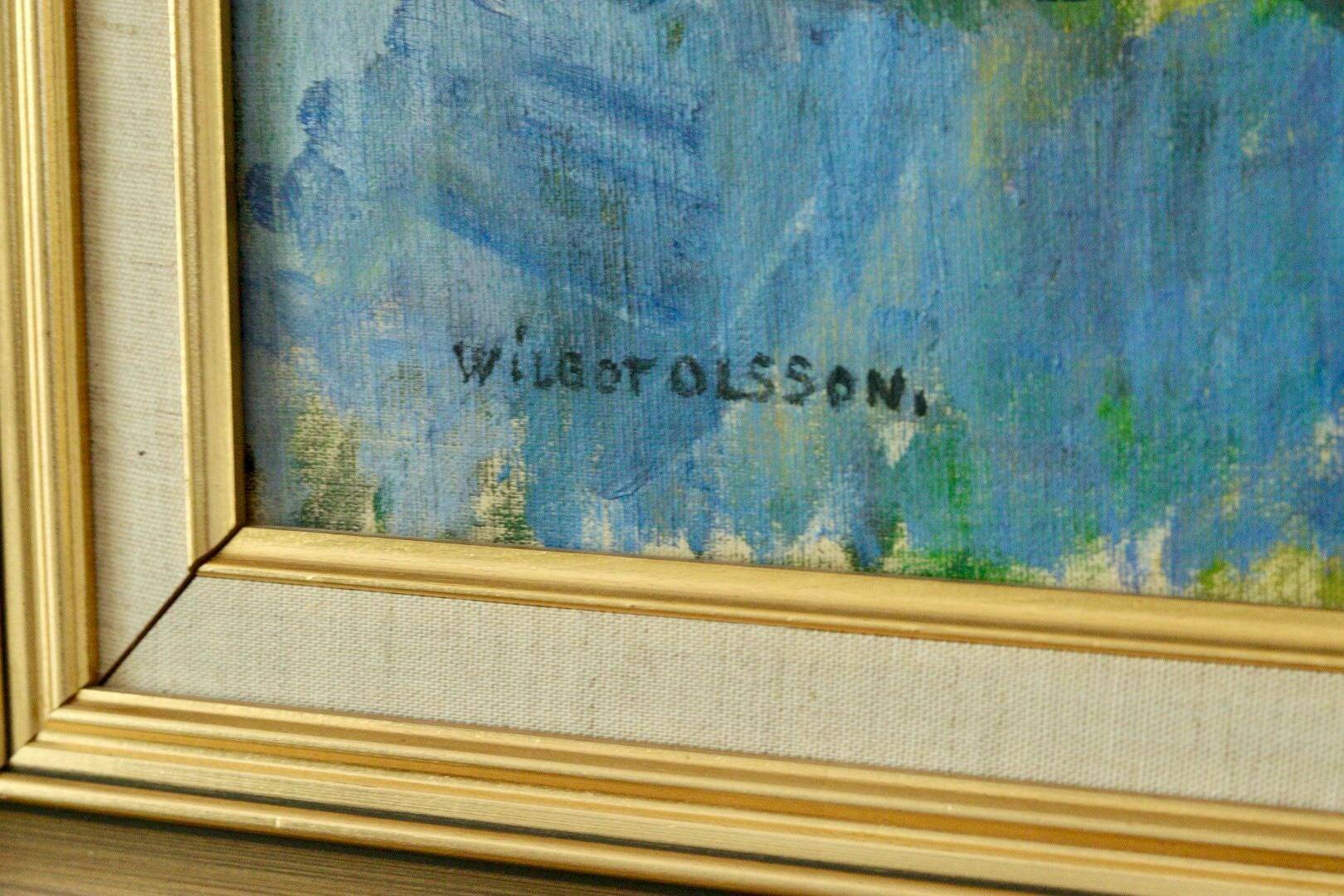 Nature morte originale sur toile du milieu du siècle – Wilgot Olsson