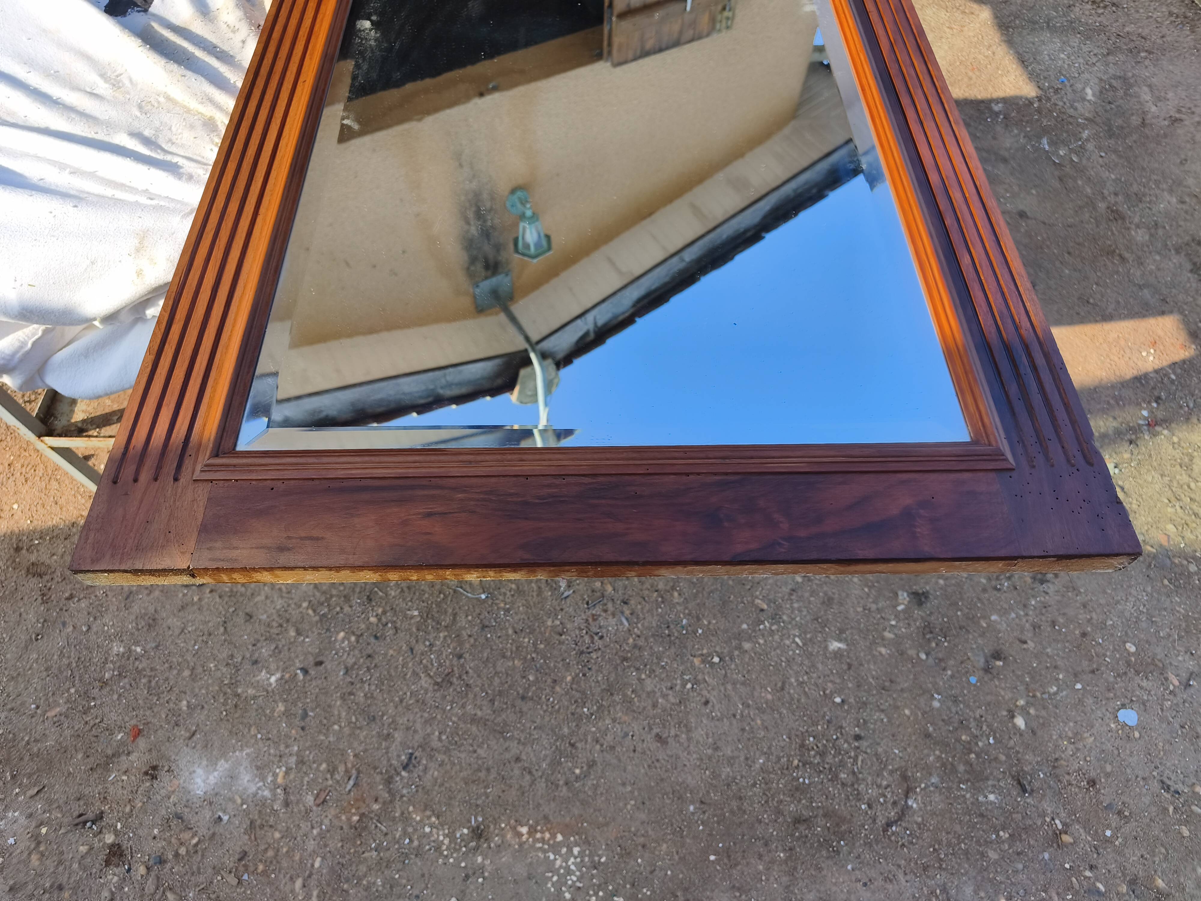 Wooden fireplace mirror